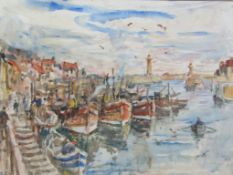 Rowland Henry Hill (Staithes Group 1873-1952): 'Herring Boats Whitby',