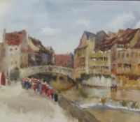 Henry Silkstone Hopwood (Staithes Group 1860-1914): Canal scene 'Nuremberg', watercolour unsigned,