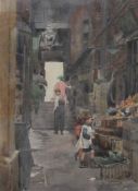 H Chance (early 20th century): Market Stall, watercolour signed and dated 1925,