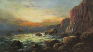 Frank Hider (British 1861-1933): 'High Tide on the Cornish Coast' & 'The Sunset Hour',