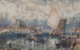 C W (19th/20th century): Venice, watercolour initialled 12.