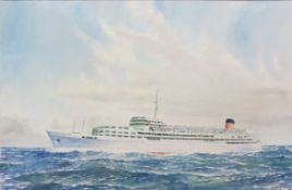 Roger D Morris (British 1935-): 'SS Southern Cross' - Ships portrait,