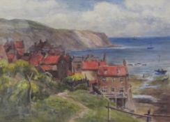 Ethel M Brown (British early 20th century): Robin Hoods Bay, watercolour signed,