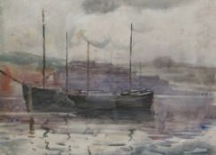 Joseph Richard Bagshawe (Staithes Group 1870-1909): Boats by the Quayside, watercolour unsigned,