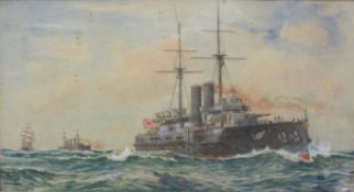 Charles John Delacy (1856-1936): 'Japanese Battleship Kashima in her Sea Trials',