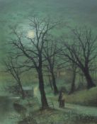 Walter Linsley Meegan (British c1860-1944): Trees by Moonlight, oil on canvas signed and dated '83,