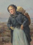 Ralph Hedley (Staithes Group 1851-1913): 'Staithes Fisherwoman', oil on canvas initialled and