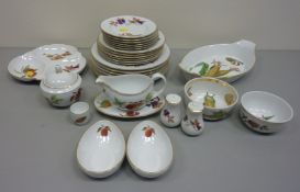 Royal Worcester 'Evesham' plates, salt and pepper pots,