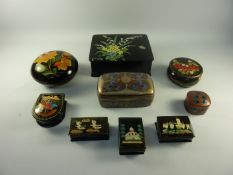 Collection of Russian lacquer and other boxes in one box