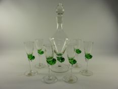 Kisslinger Kristall-Glas decanter H29cm and with six glasses