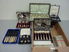 Cased sets of silver-plated cutlery in one box