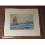 Sailing Ship in the North Bay Scarborough, watercolour signed and dated by Austin Smith 1920,