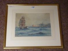 Sailing Ship in the North Bay Scarborough, watercolour signed and dated by Austin Smith 1920,