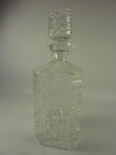Waterford cut crystal square whisky decanter H15.
