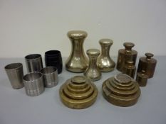 Assorted brass and other weights and measures in one box