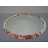 Oval bevelled edge wall mirror within 'shabby chic' frame W80cm