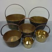 Brass jam pan H50cm and five others (6)
