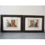 Pair of Art Deco Period retro 'Fireside' scene silhouette montage cut outs 17cm x 20cm