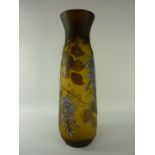 Galle Tip cameo glass vase decorated with a wisteria pattern H31cm