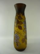 Galle Tip cameo glass vase decorated with a wisteria pattern H31cm