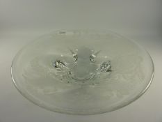 Orrefors bowl with etched floral decoration,