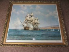 'The Smoke of Battle - The Gallant Speedy' colour print after Montague Dawson and one other