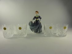 Royal Doulton figure 'Jacqueline' HN2333 (boxed) and a set of four Crystal d'Arques tumblers