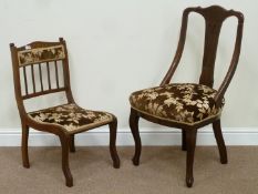 Edwardian inlaid mahogany upholstered chair and a mahogany chair