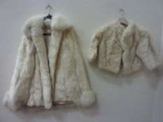 Vintage Clothing - white mink cape and a fur cape with fox fur trim (2)