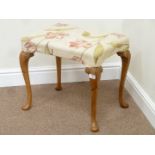 Early 20th century walnut upholstered dressing stool,