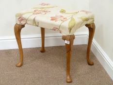Early 20th century walnut upholstered dressing stool,