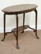Early 20th century inlaid mahogany oval occasional table, on pad foot legs, fitted with undertier,