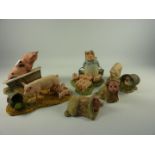 Border Fine Arts 'Aunt Pettitoes Feeding the Piglets',  'Hog Wash' and 'Free Lunch' pig sculptures,