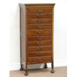 Early 20th century music cabinet fitted with ten drawers, H118cm,