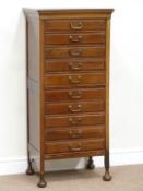 Early 20th century music cabinet fitted with ten drawers, H118cm,