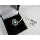 Deco style opal ring stamped Sil