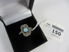 Deco style opal ring stamped Sil