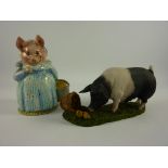 Beswick Beatrix Potter's 'Aunt Pettitoes' and a Coalport pig (2)