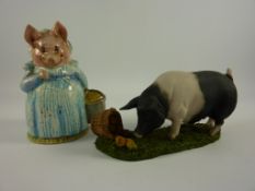 Beswick Beatrix Potter's 'Aunt Pettitoes' and a Coalport pig (2)