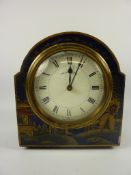 Walker & Hall mantel clock in blue lacquer chinoiserie case H14.