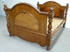 Victorian figured mahogany 4' 6'' double bedstead