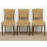 Three 19th century walnut chairs with upholstered seats and backs