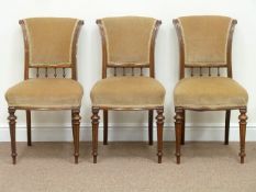 Three 19th century walnut chairs with upholstered seats and backs