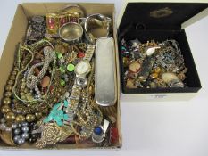 Costume jewellery in two boxes