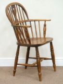 19th century elm and ash double bow stick and splat back Windsor armchair