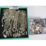 Collection of pendant necklaces stamped 925 and various pairs ear-rings