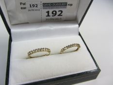 Pair of baguette diamond hoop ear-rings hallmarked 9ct