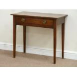 George III mahogany writing table fitted with single frieze drawer,