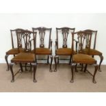 Set six (4+2) early 20th century mahogany dining chairs with drop in seats