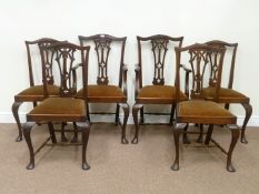 Set six (4+2) early 20th century mahogany dining chairs with drop in seats